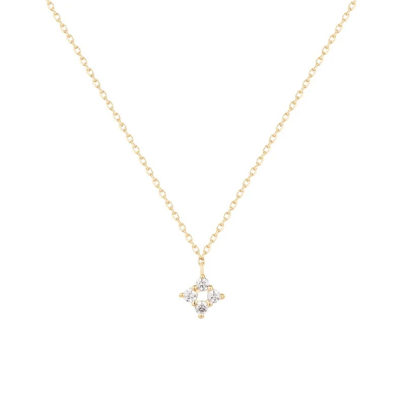 14K Yellow Gold 0.05ctw Diamond Cluster Necklace by Aurelie Gi