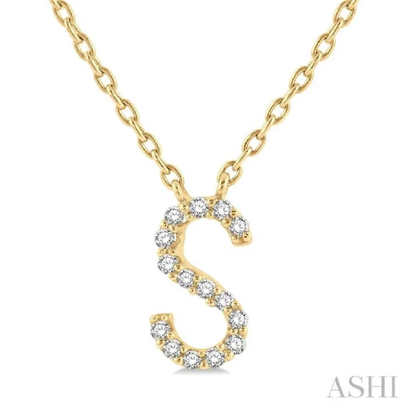 10K Yellow Gold 0.05ctw Diamond Letter "S" Necklace