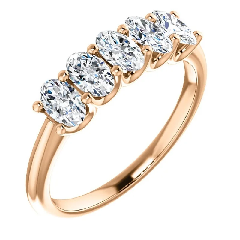 1 1/2Ct Oval Moissanite Marquise Wedding Ring in Rose Gold