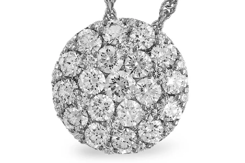 14K White Gold 1.50ctw Diamond Cluster Necklace by Allison Kaufman