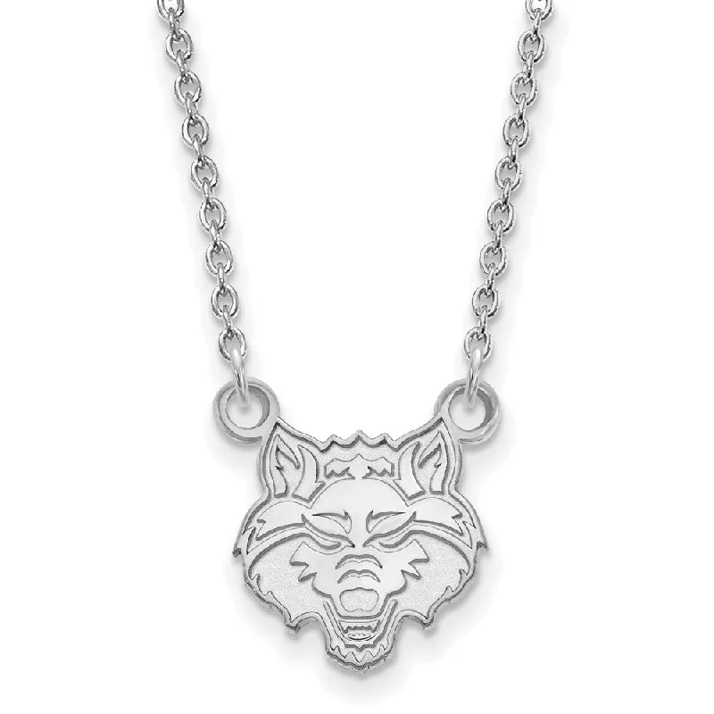 14k White Gold Arkansas State Small Pendant Necklace