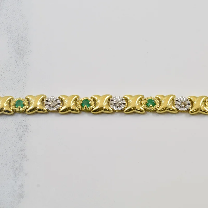 Diamond & Emerald XO Bracelet | 7.5" |