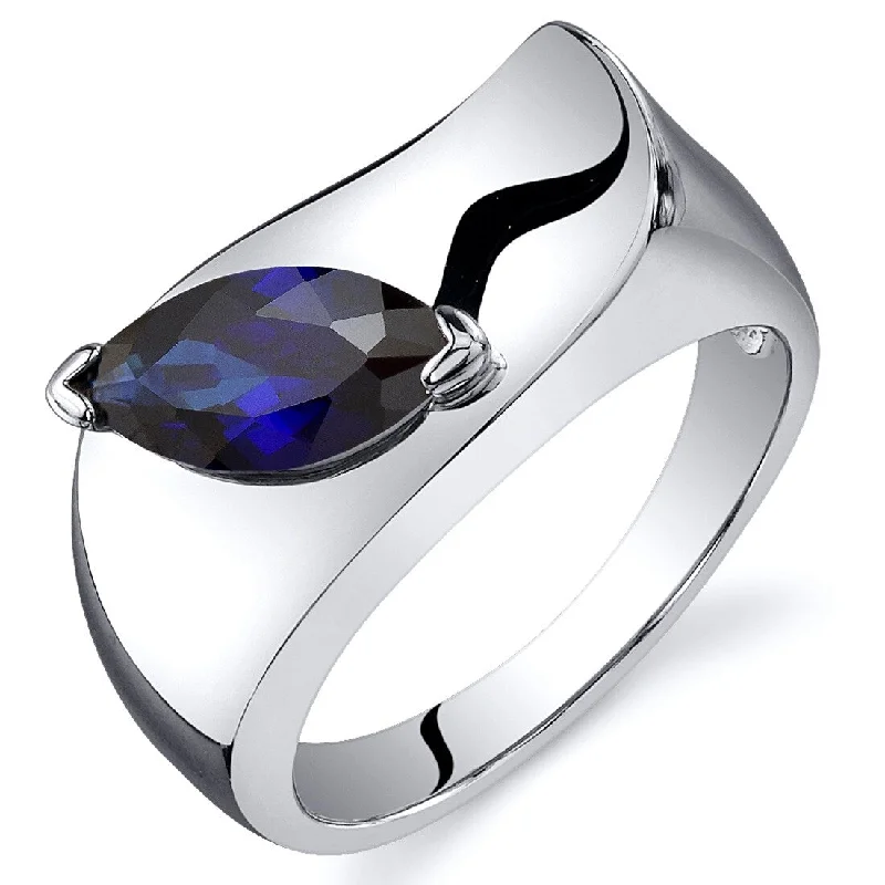 Sterling Silver 1.25 ct Created Sapphire Solitaire Ring