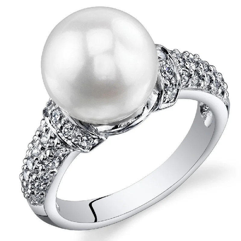 Sterling Silver White Freshwater Pearl Ring 8.5-9mm