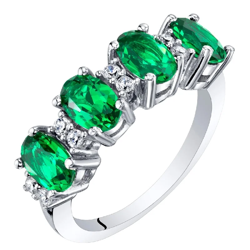 Sterling Silver 2 ct Created Emerald Birthstone Ring