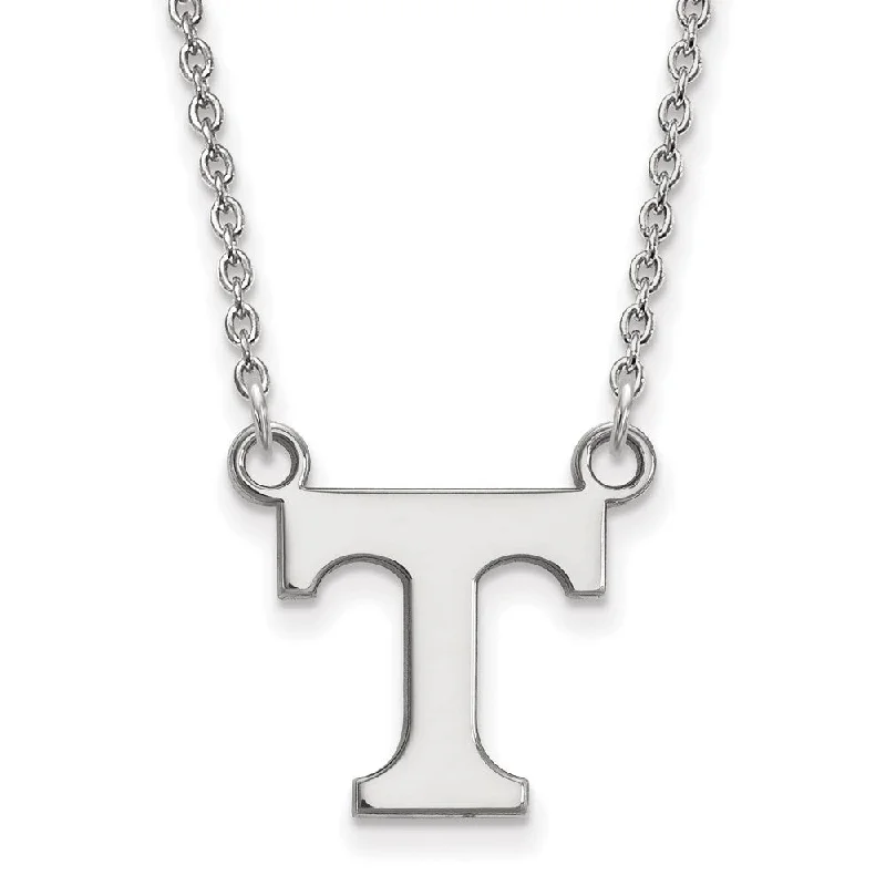 14k White Gold U of Tennessee Small Initial T Pendant Necklace