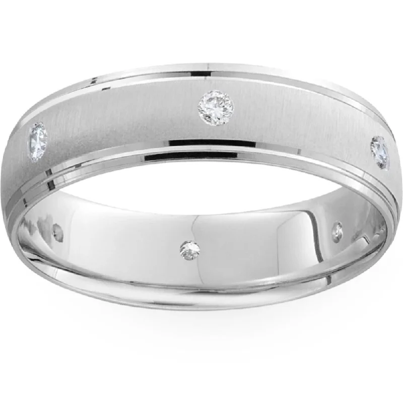 Mens White Gold 6mm Wedding Ring