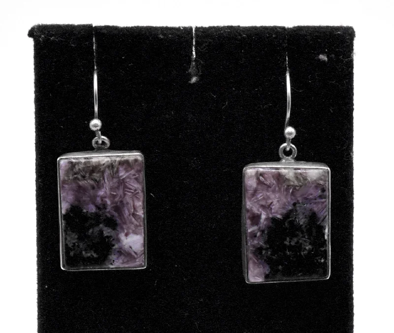 Charoite Sterling Silver Dangle Earrings