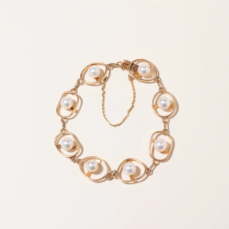 14k Yellow Gold Pearl Bracelet | 4.73ctw  | 7.25"