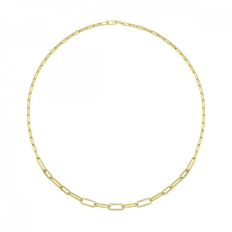 14K Yellow Gold 0.50ctw Diamond Paperclip Necklace