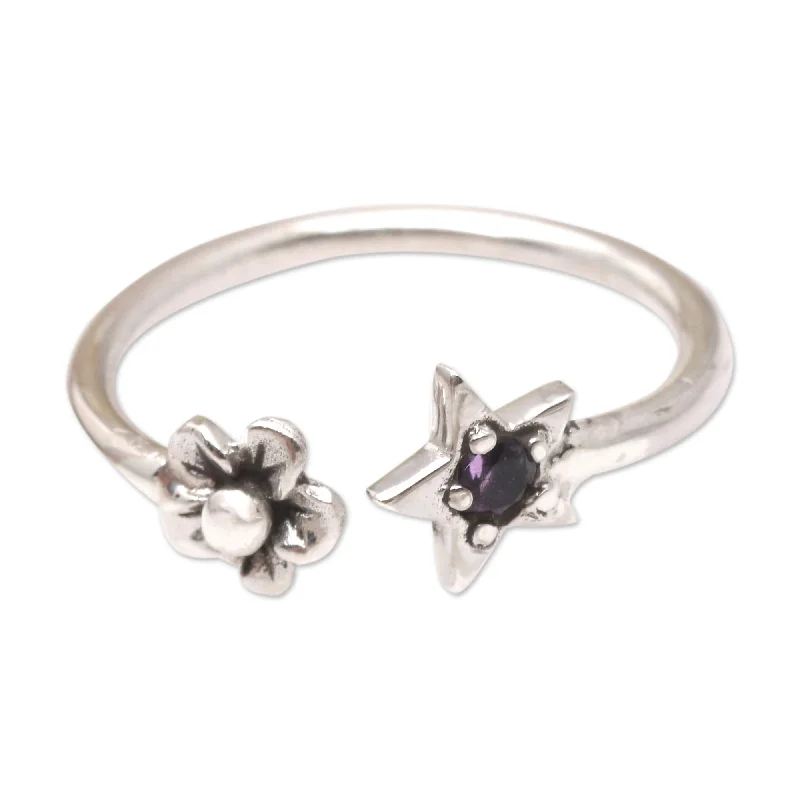 Novica Handmade Dark Garden Amethyst Wrap Ring