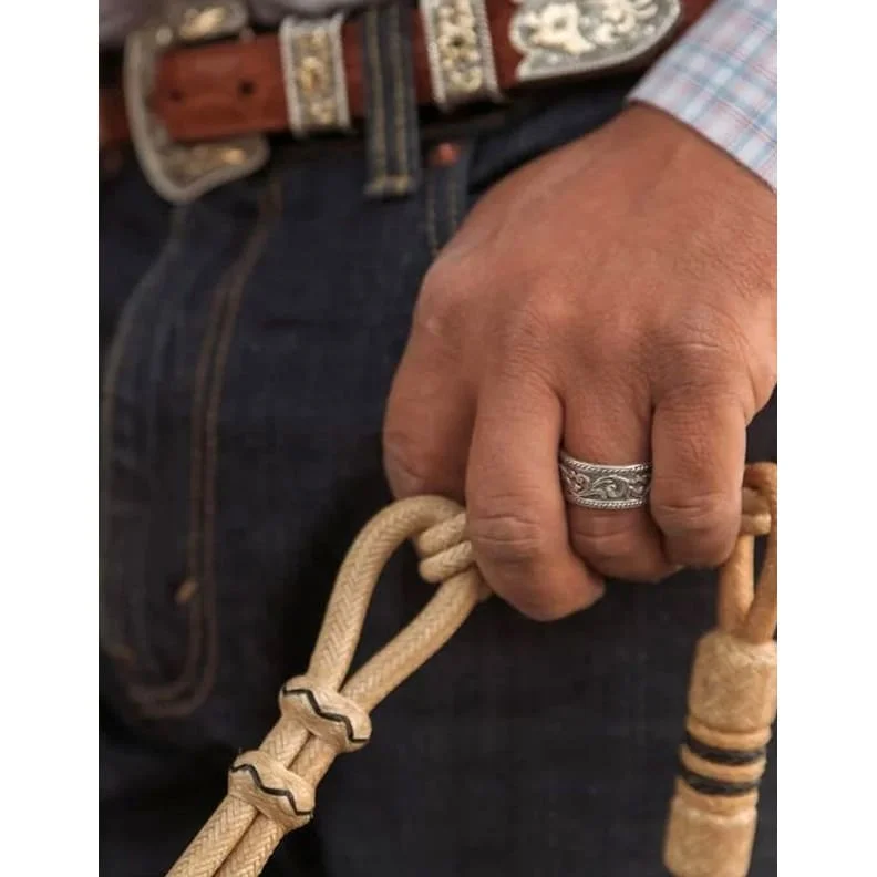 Vogt Silversmiths Western Ring Mens Rio Bravo Rope Silver 127-2300