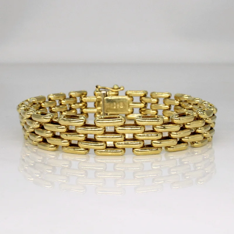 18k Yellow Gold Brick Link Bracelet | 7.5" |