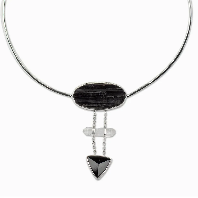 Black Tourmaline Necklace & Laser Quartz Necklace