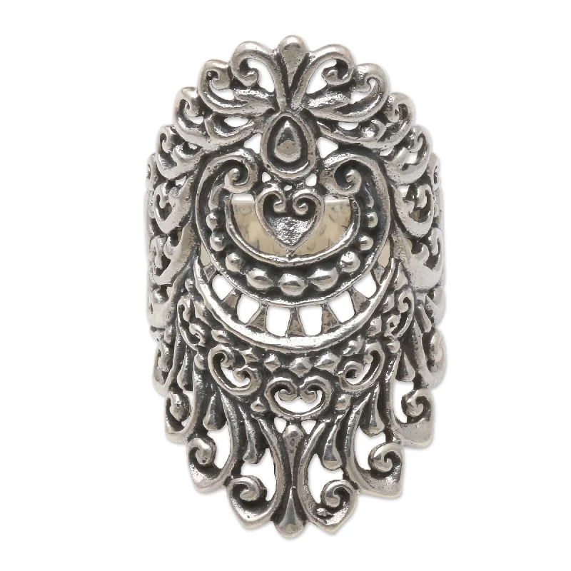 Novica Handmade Dayak Women Sterling Silver Cocktail Ring