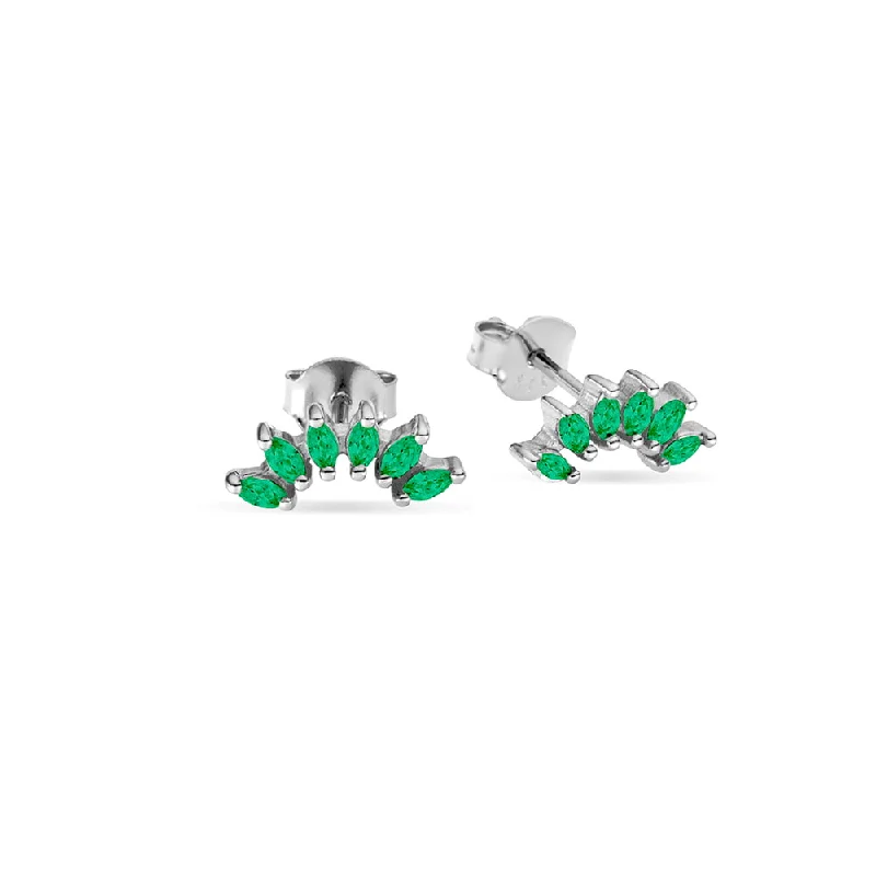 Sterling Silver Stud - Emerald CZ Arch