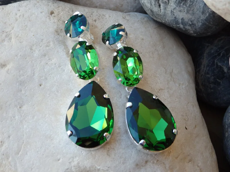 Green bridal earrings