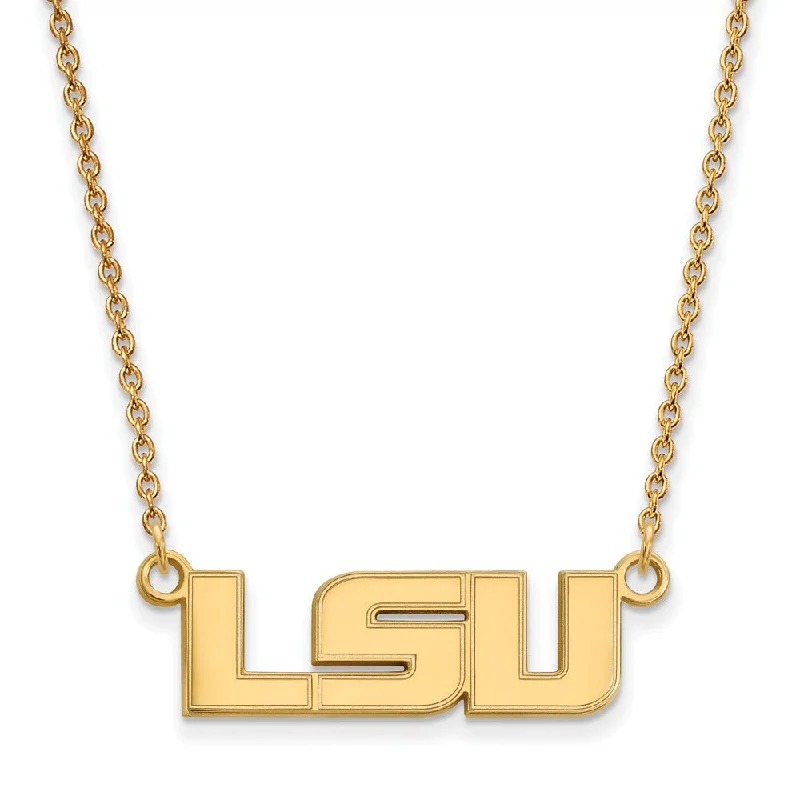 10k Yellow Gold Louisiana State Small 'LSU' Pendant Necklace