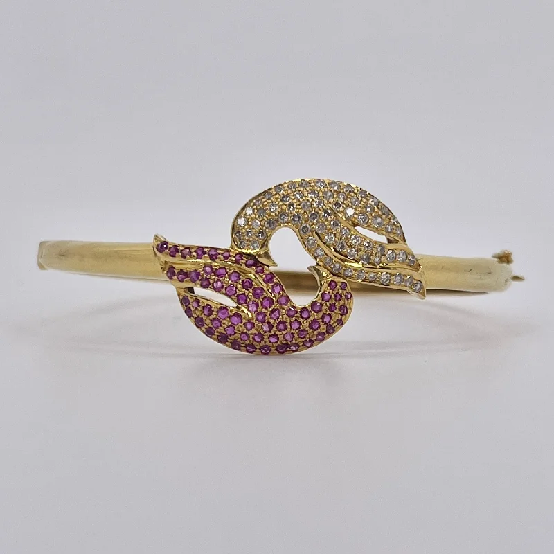 Diamond & Ruby Bangle Bracelet | 0.63 ctw, 0.82 ctw | 6.5"