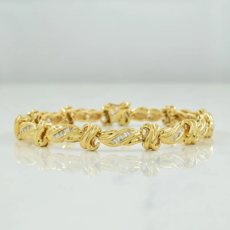 Diamond Baguette Yellow Gold 14k Bracelet | 0.55ctw | 7" |