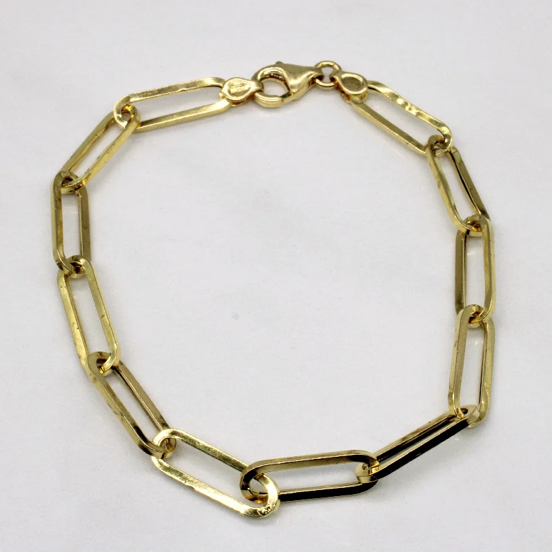 18k Yellow Gold Paperclip Chain Bracelet | 7.5" |