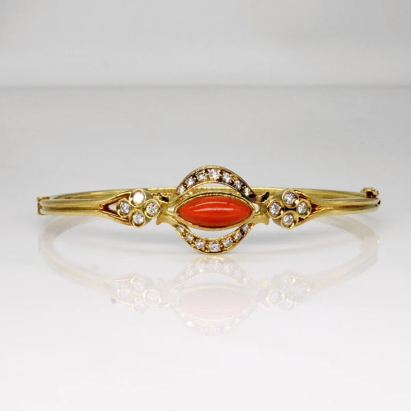 Coral & Diamond Bracelet | 1.90ct, 0.44ctw | 7.5" |