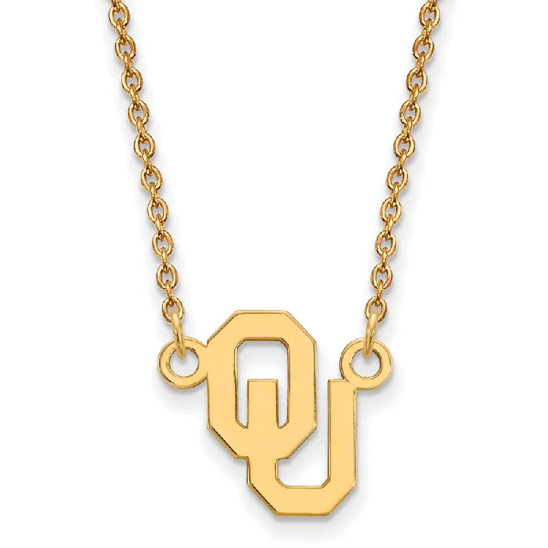 10k Yellow Gold Oklahoma OU Small Pendant Necklace