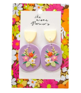 She Wore Flowers Dangles - Lilac Flowers