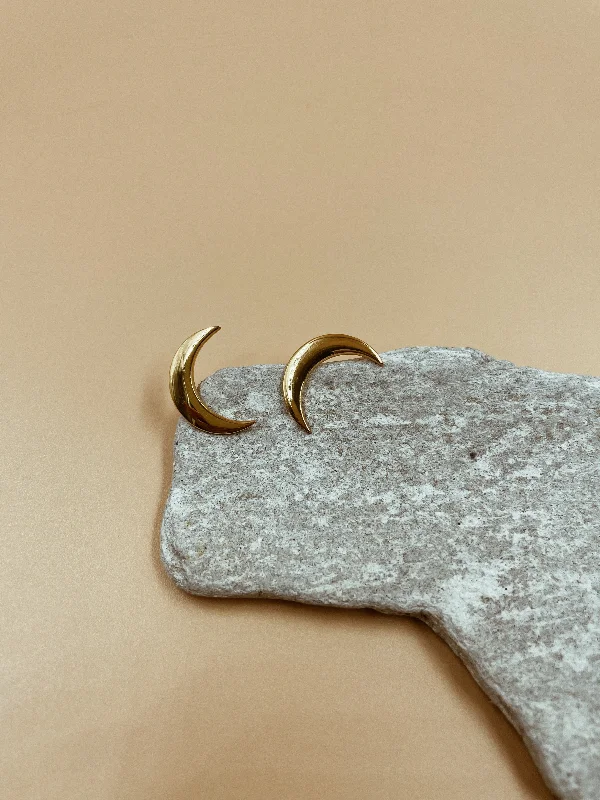 Mama Crescent Moon Stud Earrings