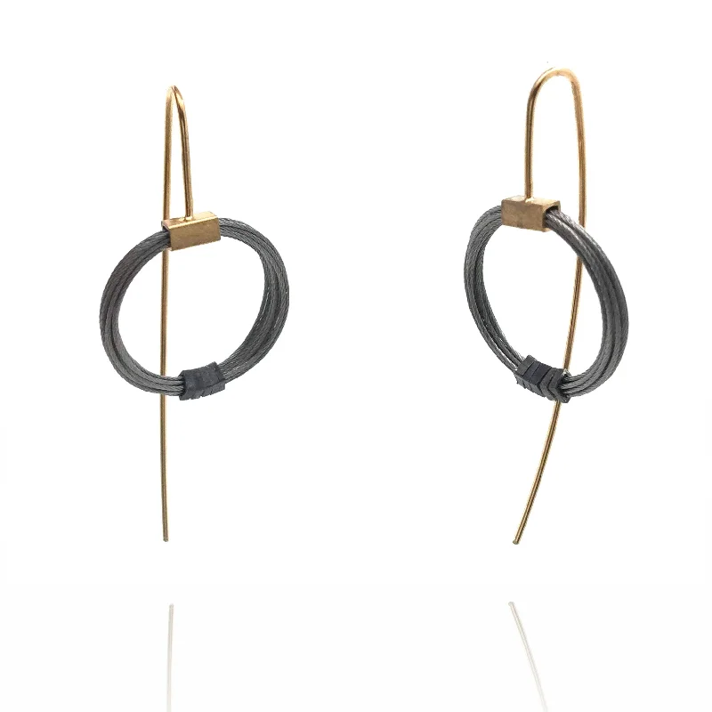 Coil Cable Earrings - Gold/Black