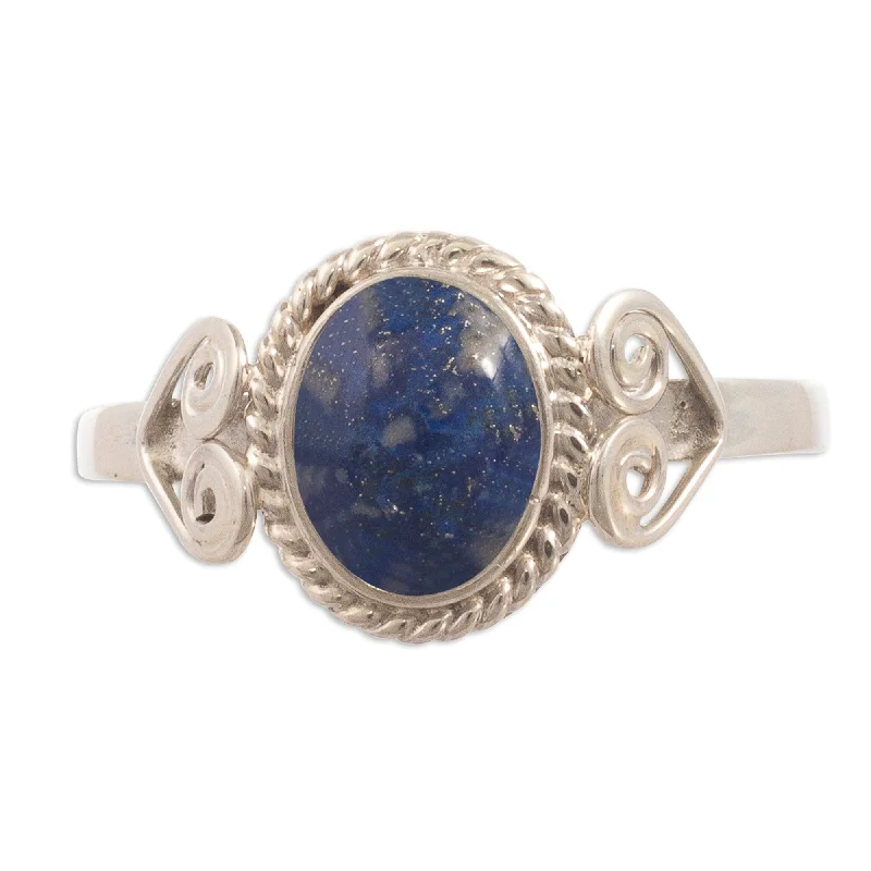 Novica Handmade Blue Sophistication Sterling Silver Cocktail Ring