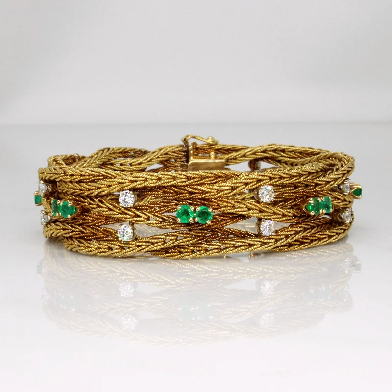 Diamond & Emerald Woven Bracelet | 1.60ctw, 0.80ctw | 7.25" |