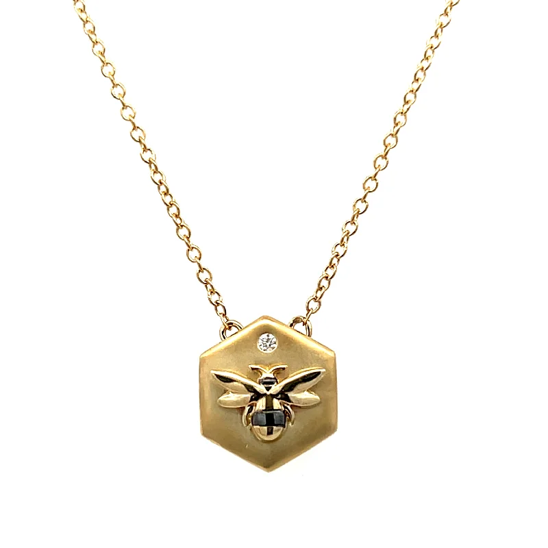 10K Yellow Gold 0.01ctw Diamond Bee Necklace