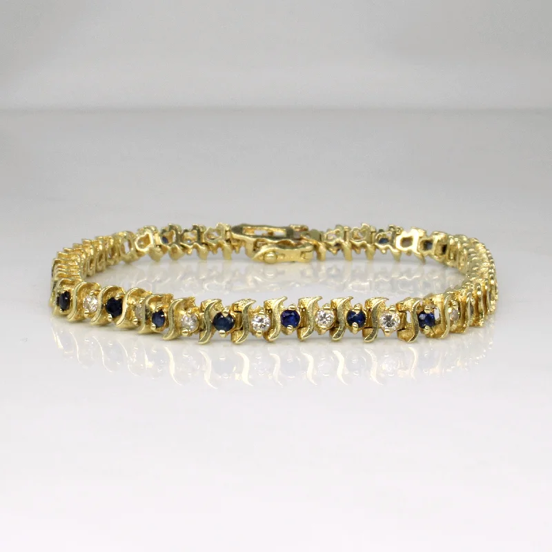 Diamond & Sapphire Tennis Bracelet | 0.75ctw, 0.58ctw | 7" |