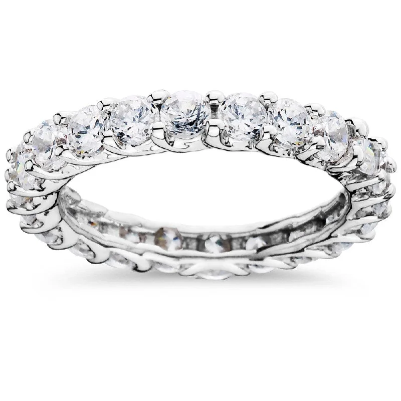 14k White Gold 3ct TDW Trellis Diamond Eternity Ring