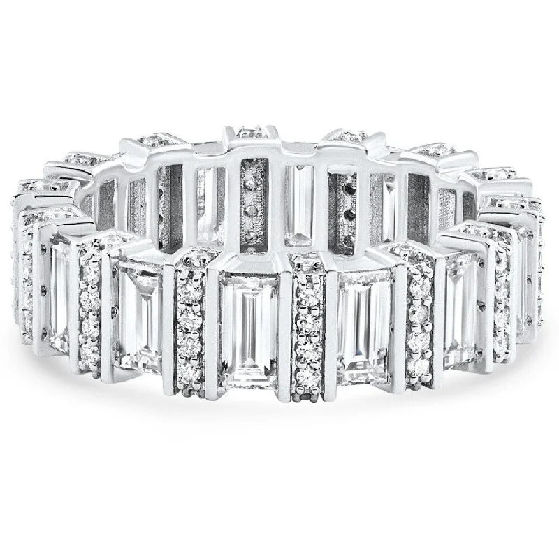 3Ct TW Emerald Cut Diamond Fancy Eternity Wedding Ring Gold Lab Grown