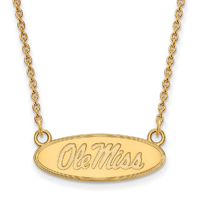 10k Yellow Gold U of Mississippi Small Ole Miss Pendant Necklace