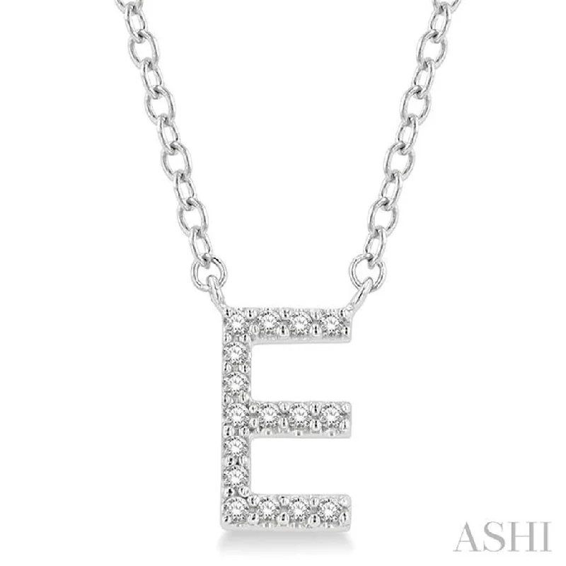 10K White Gold 0.05ctw Diamond Letter "E" Necklace