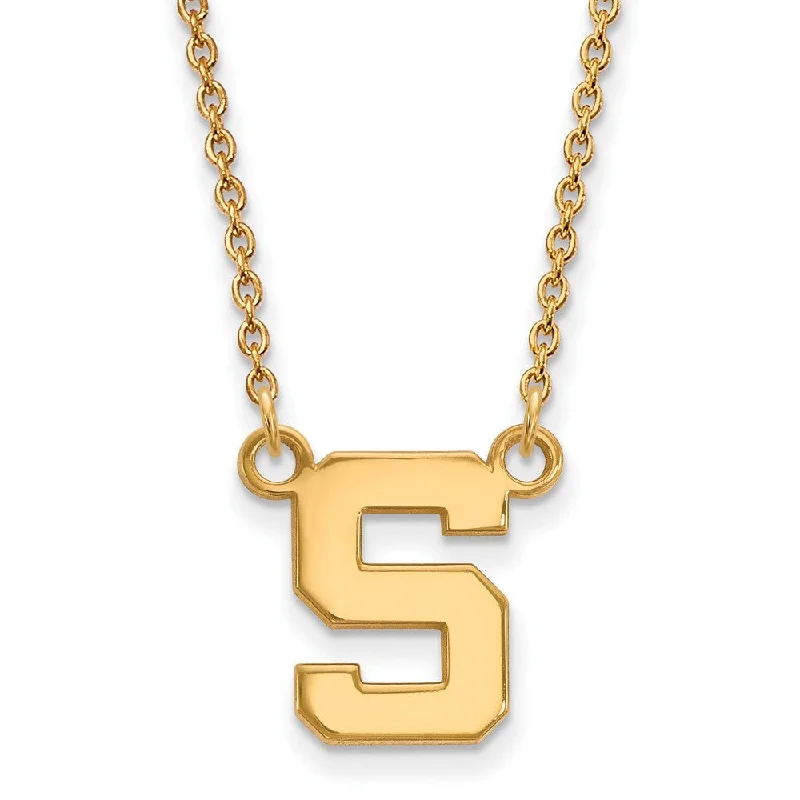 10k Yellow Gold Michigan State Small Initial S Pendant Necklace