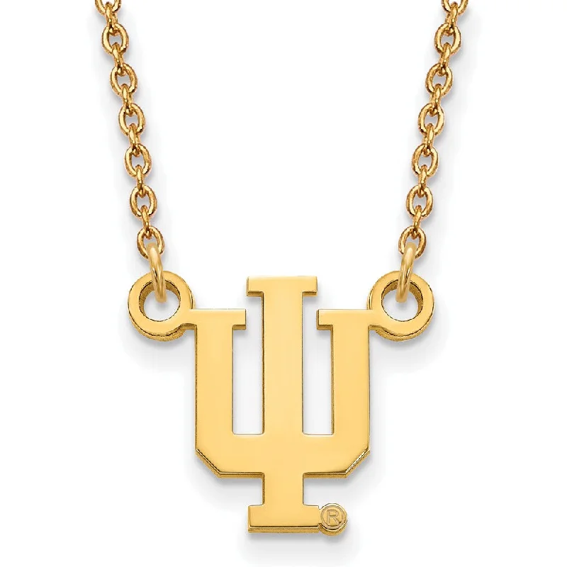 14k Yellow Gold Indiana U Small 'IU' Pendant Necklace