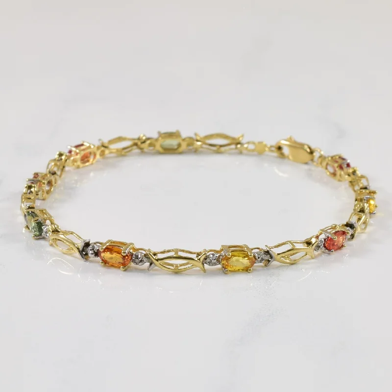 Diamond & Multi Color Sapphire Bracelet | 3.00ctw, 0.005ctw | SZ 7" |