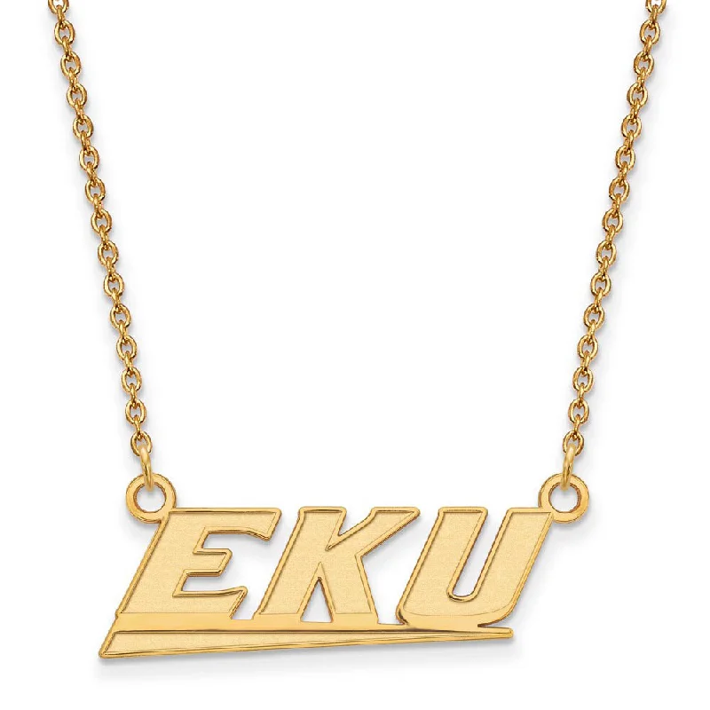 14k Yellow Gold Eastern Kentucky U Small Pendant Necklace