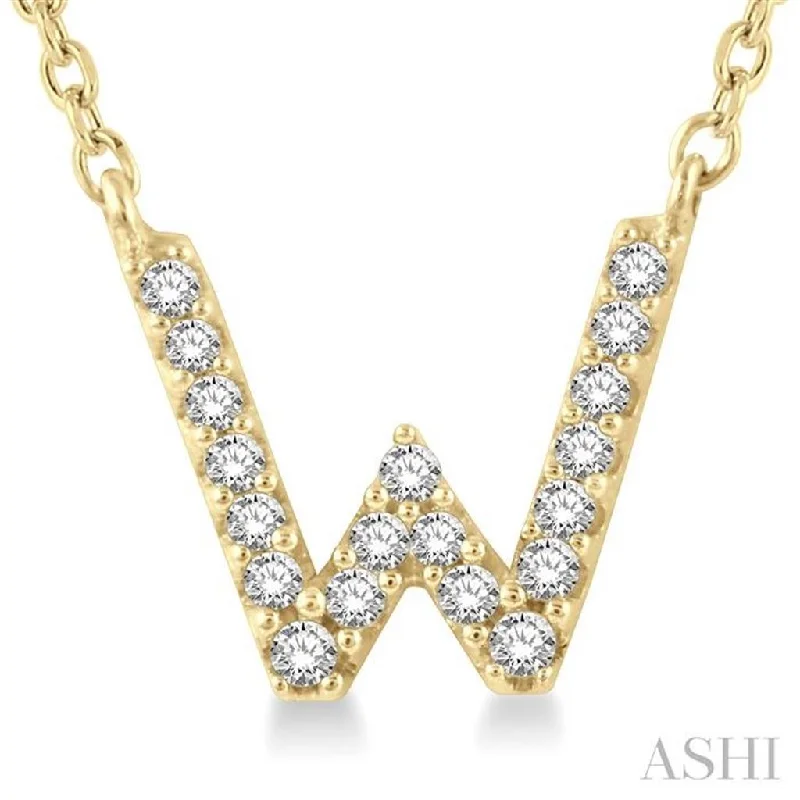 10K Yellow Gold 0.06ctw Diamond Letter "W" Necklace