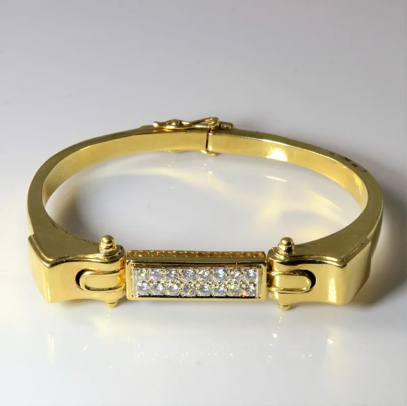 Cluster Set Diamond Gold Bangle | 0.80ctw | 7"|