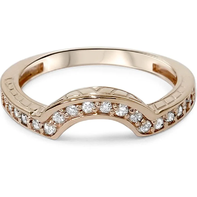 1/4ct Vintage Diamond Curved Guard Ring Rose Gold