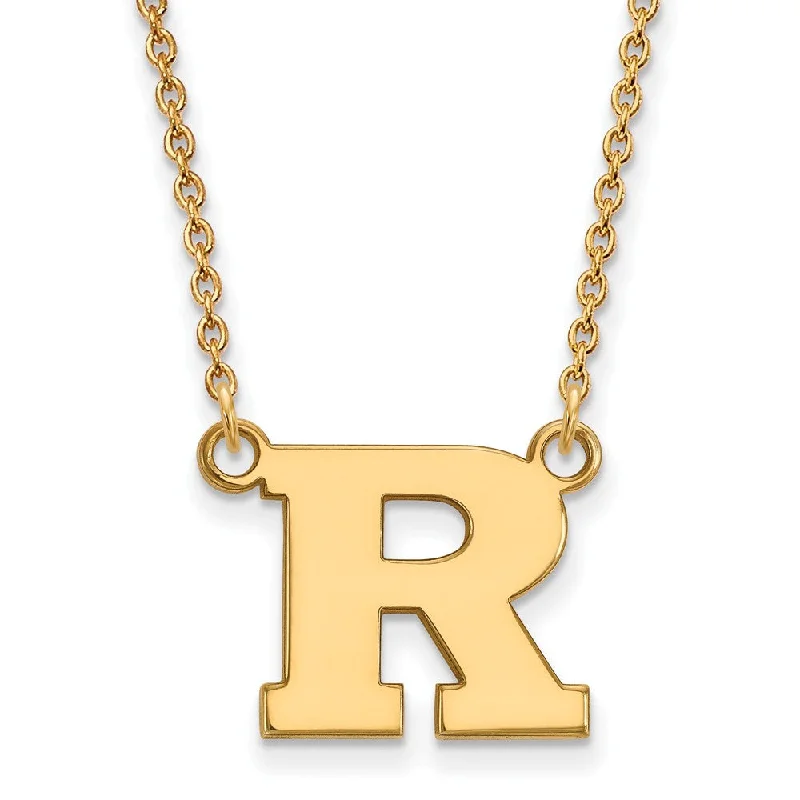 10k Yellow Gold Rutgers Small Initial R Pendant Necklace