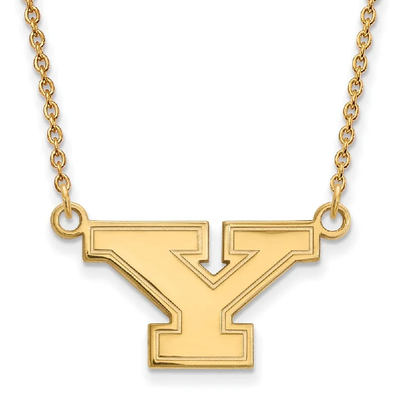 14k Yellow Gold Youngstown State Small Initial Y Necklace, 18 Inch