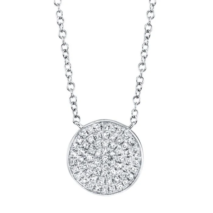 14K White Gold 0.15ctw Round Diamond Cluster Disc Necklace by Shy Creation