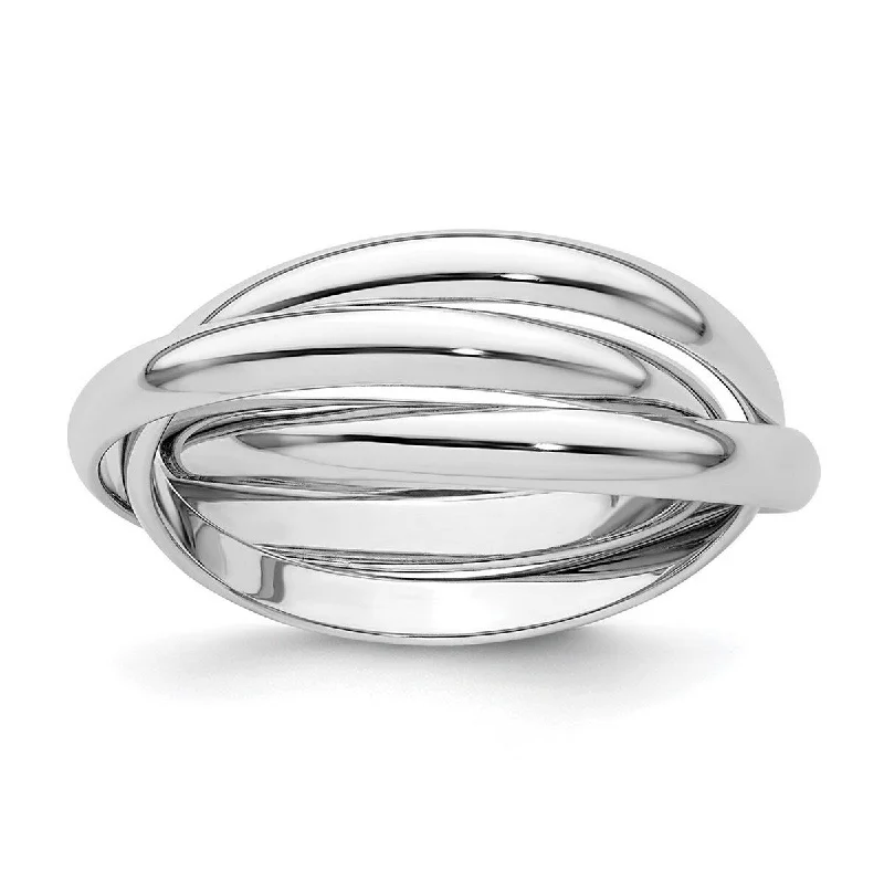 Curata 14k White Gold Hollow Polished Rolling Ring