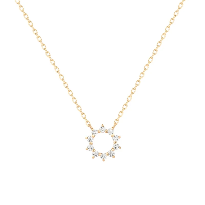 14K Yellow Gold 0.08ctw Diamond Sun Necklace by Aurelie Gi